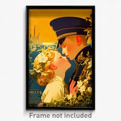 French Movie Poster - Boy Feeling Attentiveness, Silky Gold Trim (Art Print)