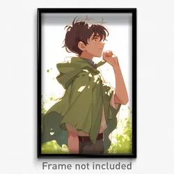 Anime Art Poster - Boy Feeling Careless Wearing Scholarly Green Capelet (Print)