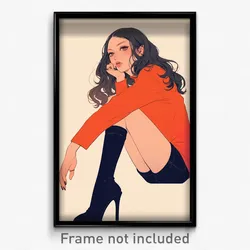 Art Poster - Woman Feeling Contempt Wearing Flippant Kneehighs (Art Print)