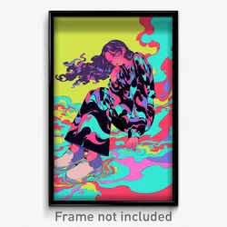 Anime Art Poster - Girl Feeling Rejected, Rectangular Ribbon Trimmed Clothes