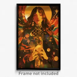 Movie Art Poster - Woman Feeling Calmness, Metallic Yellow Neckerchief (Print)