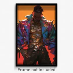 Art Poster - Man Feeling Aggressive, Glaring Multicolored Jacket (Art Print)