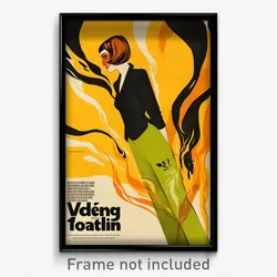 German Movie Poster - Girl Feeling Bewildered, Yellow Green Pants (Art Print)