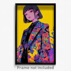 Anime Art Poster - Girl Feeling Miserliness, Imaginative Suit Jacket (Print)