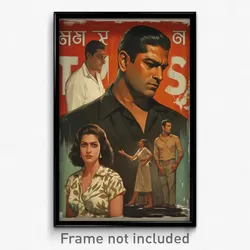 Bollywood Movie Poster - Man Feeling Attraction, Nifty Black Neckerchief (Print)