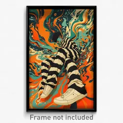 Art Poster - Man Feeling Powerless, Spherical Vertical Striped Legwear (Print)