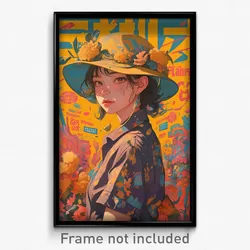 Thai Movie Poster - Girl Feeling Brooding, Urban Hat Flower (Thailand Art Print)