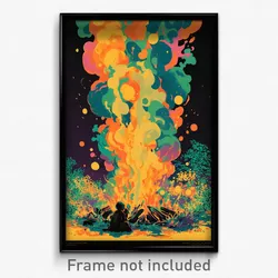 German Movie Poster - Dim Bonfire (Germany Psychedelic Art Retro Film Print)