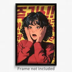 Korean Movie Poster - Woman Feeling Astonished, Upbeat Ribbed Dress (Art Print)