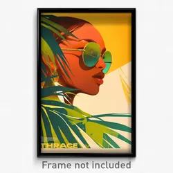 French Movie Poster - Girl Feeling Curiosity, Warm Green Tinted Eyewear (Print)