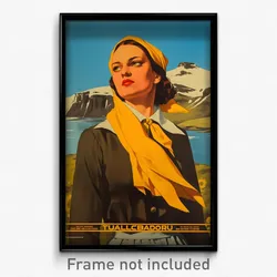 Icelandic Movie Poster - Woman Feeling Relieved, Awesome Yellow Neckerchief