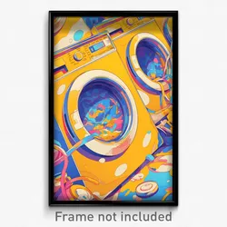 Art Poster - Vibrant Washing Machine (Psychedelic Trippy Weird 11x17 Print)