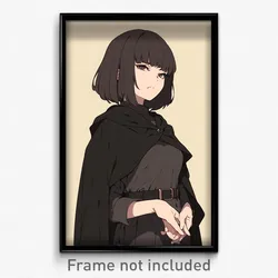 Anime Art Poster - Woman Feeling Brooding Wearing Offbeat Two Sided Cape (Print)