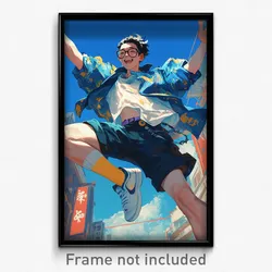 Anime Art Poster - Man Feeling Jubilation Wearing Urban Frilled Socks (Print)