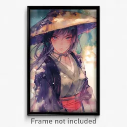 Anime Art Poster - Woman Feeling Dominant Wearing Webbed Hat (Print)