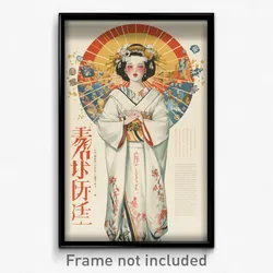 Spanish Movie Poster - Woman Feeling Hope, Whimsical White Kimono (Art Print)