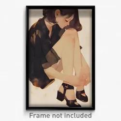 Anime Art Poster - Woman Feeling Neglect Wearing Shady Black Footwear (Print)