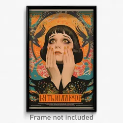 Russian Movie Poster - Woman Feeling Fright, Steel Gold Trim (Russia Art Print)