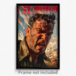 Greek Movie Poster - Man Feeling Vicious, Zany Black Neckerchief (Art Print)