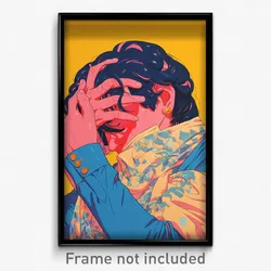 Bollywood Movie Poster - Boy Feeling Jealousy, Yellowish Blue Scrunchie (Print)