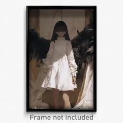 Anime Art Poster - Japanese Sparrowhawk Feeling Ambivalence. White Dress