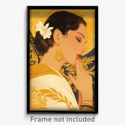 Thai Movie Poster - Woman Feeling Calm, Stunning Half Gloves (Art Print)