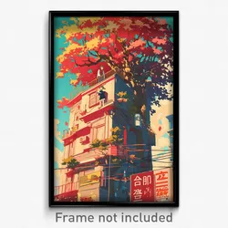 Vietnamese Movie Poster - Warm Anime Architecture (Vietnam Retro Film Art Print)