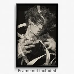 Art Poster - Man Feeling Joviality Wearing Wiry White Ribbon (Print)