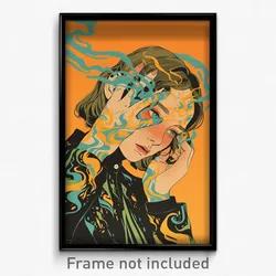 Greek Movie Poster - Woman Feeling Pensiveness, Colorful Half Gloves (Art Print)