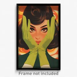 Mexican Movie Poster - Girl Feeling Tenderness, Stunning Green Gloves (Print)