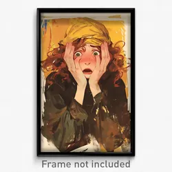 Art Poster - Girl Feeling Anxious Wearing Famous Hair Through Headwear (Print)