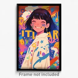 French Movie Poster - Girl Feeling Happiness, Klutzy White Robe (Art Print)