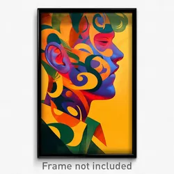 Art Poster - Golden Face (Psychedelic Trippy Weird 11x17 Cartoon Print)
