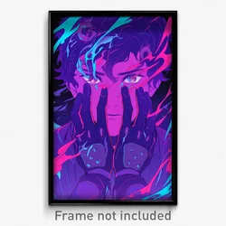 Anime Art Poster - Boy Feeling Relieved Wearing Animated Purple Gloves (Print)
