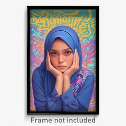 Indonesian Movie Poster - Woman Feeling Cynicism, Bright Blue (Art Print)
