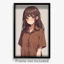 Anime Art Poster - Girl Feeling Grouchiness, Well Groomed Brown Shirt (Print)