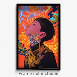 Thai Movie Poster - Boy Feeling Vigilance, Rectangular Necklace (Art Print)