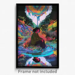 Art Poster - Watery Ego Exploration (Psychedelic Trippy Weird Cartoon Print)