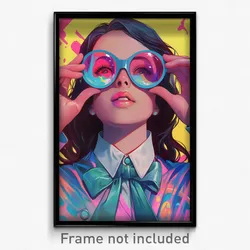 Movie Art Poster - Woman Feeling Enthusiasm, Glass Aqua Bowtie (Film Print)