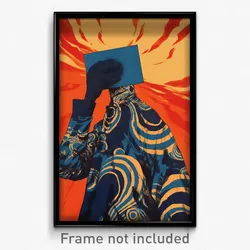 Hebrew Movie Poster - Man Feeling Trust, Rectangular Blue Sleeves (Art Print)