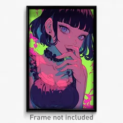 Anime Art Poster - Girl Feeling Suspicious Wearing Able Frilled Choker (Print)