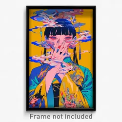 Anime Art Poster - Woman Feeling Helpless Wearing Pretty China Dress (Print)