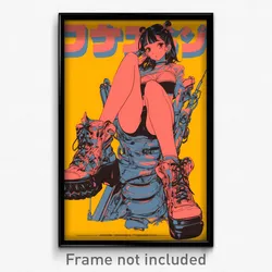 Movie Art Poster - Girl Feeling Enjoyment, Flippant Ankle Lace Up (Film Print)