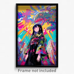 Anime Art Poster - Girl Feeling Confident, Warlike Sleeveless Kimono (Print)