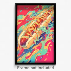 Art Poster - Mushy Hot Dog (Psychedelic Trippy Weird 11x17 Print)