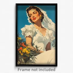 Mexican Movie Poster - Woman Feeling Friendliness, Classic White Dress (Print)