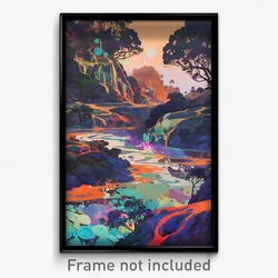 Art Poster - Spotted Flood Plain (Psychedelic Trippy Weird 11x17 Cartoon Print)