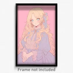 Anime Art Poster - Woman Feeling Infatuation Wearing Jagged Multicolored (Print)