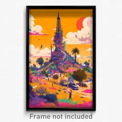 French Movie Poster - Golden Outpost (France Psychedelic Art Retro Film Print)