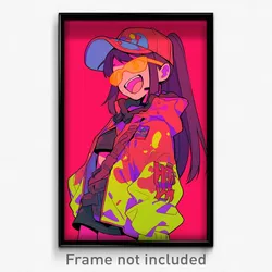 Anime Art Poster - Girl Feeling Elation Wearing Pink Red Jacket (Print)